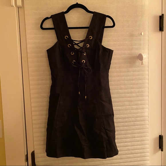 JCrew lace up structured linen dress - Picture 2 of 3